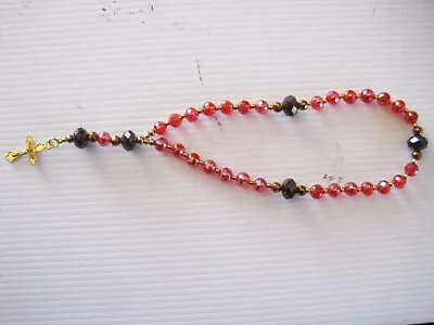 Anglican Episcopal Irridescent Rose Glass Crystal Rosary with Cross Instuctions • $45