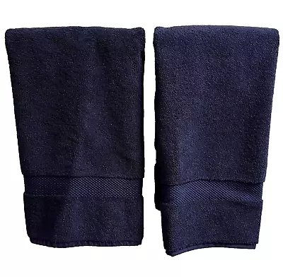 Restoration Hardware Paradigm 802 Turkish Cotton Hand Towels Navy Set Of 2 NEW • $45.99