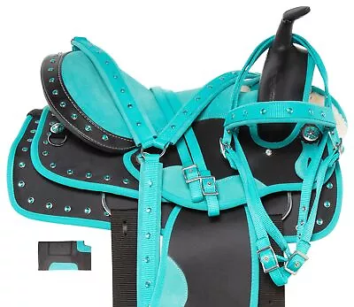 Western Horse Saddle Synthetic Pleasure Trail Barrel Racing Tack Set 16 • $299.27