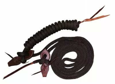 22' Heavy Nylon Yacht Rope Mecate Reins W/ Leather Slobber Straps Brown Or Black • $22.95