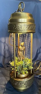Vintage 70's Hanging Or Tabletop 21  Oil Rain Lamp Brass Greek Goddess Working • $475