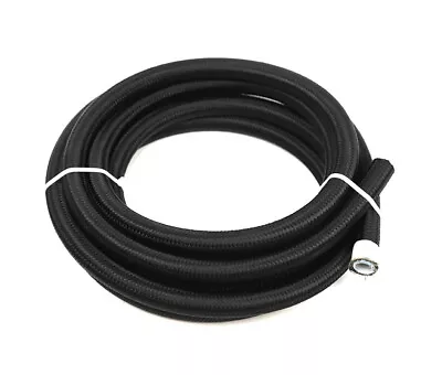 10ft Nylon Stainless Steel Braided 3/8  AN8 PTFE E85 Fuel Line Hose Injection BK • $22.99