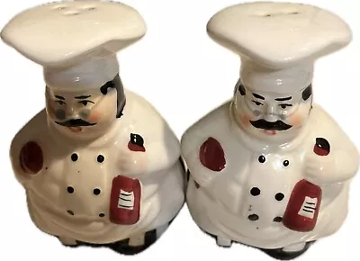 Vintage Fat Chefs Bakers Salt & Pepper Shakers Set Stoneware • $5