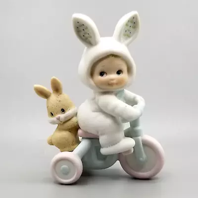 LI'L LUV BUNTING Child With Bunny On Tricycle Figurine Enesco 1986 Morehead • $32.99