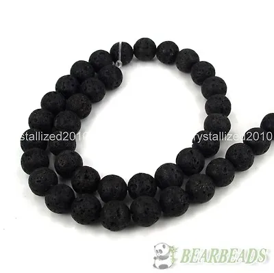 Natural Volcanic Lava Gemstone Round Ball Spacer Beads 16‘’ 8mm 10mm 12mm Pick • £3.56