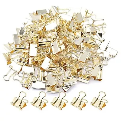 Gold Binder Clips Mini Paper Clips Small Paper Clamps 15Mm (5/8 Inch) 100 Pac • $15.33