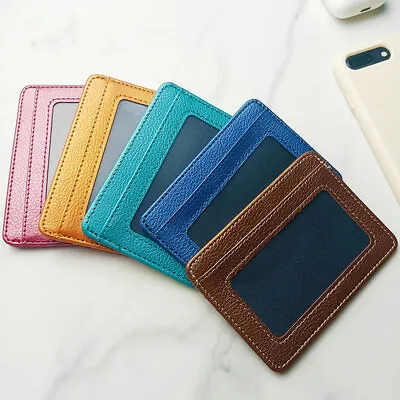 Card Case Genuine Leather Card Holder Wallet Minimalist Credit Card Holder Slim+ • $3.32