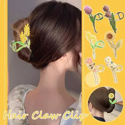 Tulip Hair Claw Clip Large Metal Sunflower Hair Clamp Lily Flower Hair Clip • £4.33