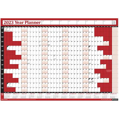 £4.45 • Buy 2023 Wall Planner Calendar Year Chart Poster Home Office Work RED A0 A1 A2 A3