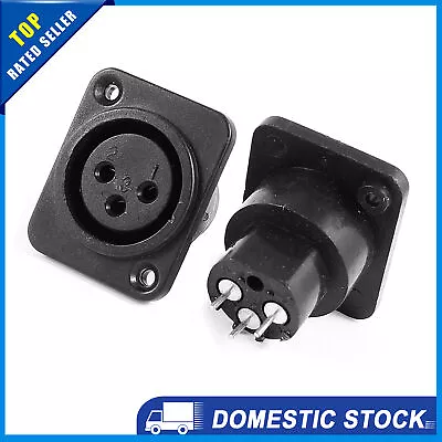 Universal Audio MIC XLR 3Pin Female Chassis Panel Mount Socket Black Pack Of 2 • £6.85