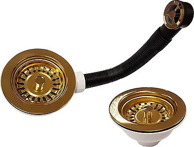 Brass Kitchen Sink Basket Strainer Waste Kits 60mm & 90mm - Premium UK Quality • £56.88