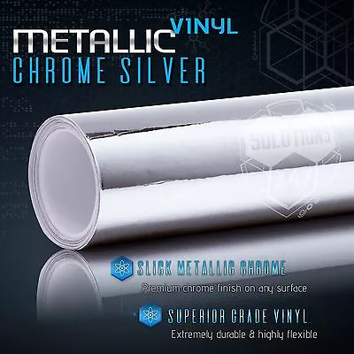 Silver Chrome Mirror Vinyl Wrap Film Roll Sheet Air Bubble Free 48  X 60  In • $26.65