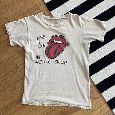 Vintage Rolling Stones 1978 Tshirt Tour 70s Band Shirt Lips Size Small • $200