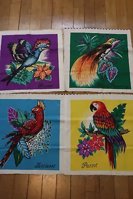 Vtg Tropical Birds Lot Of 6 Fabric Panel Pillow 11.5x12.5  • $24.99