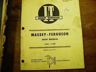 Massey Ferguson Mf 65 Tractor Shop Manual • $27.99