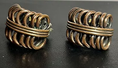 Antique 50’s Matisse RENOIR Signed Copper Coil Clip On Earrings • $0.99