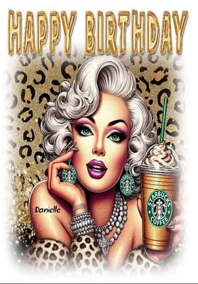 Birthday Personalised Tattoo Marilyn Monroe Diamond Glitter Card • £2.35