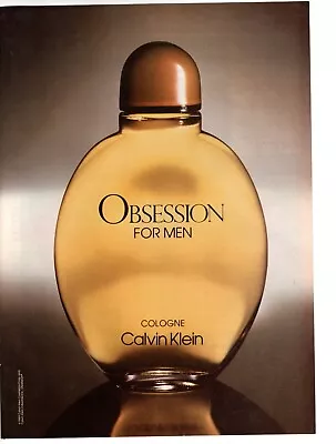 1992 Obsession For Men Calvin Klein Print Ad With Unopened Scent Strip • £9.49