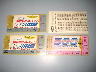 3 - 2 1981 & 1982 Indianapolis 500 Indy 500 Motor Speedway Race Ticket Stubs • $39.99