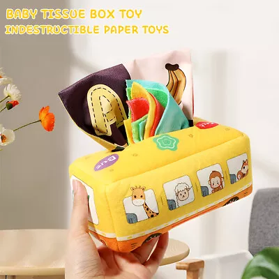 Baby Tissue Box Toy Sensory Crinkle Tissue Box Magic Tissue Box For Babies~ • £8