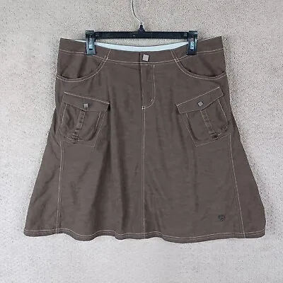 Mountain Hardwear Skirt Womens 10 Brown Flared Midi Nylon Hiking Outdoor Pockets • $11.99