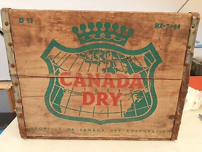 Large Vintage 1960s Canada Dry Ginger Ale Wooden Crate Steel Banded 16 X 12 X 12 • $58.95