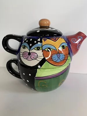 Cat Teapot/Mug-Milson & Louis Cat Teapot & Mug 3 Piece Set- Hand Painted • $16.50