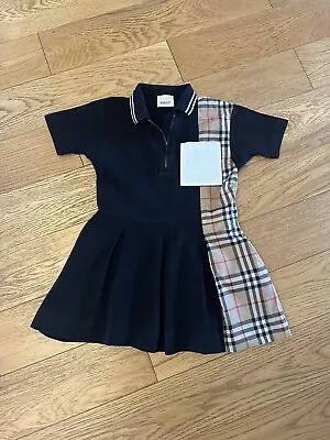£45 • Buy Girls Burberry Black Nova Check Dress Age 6 5-6 Years