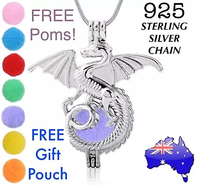 $3.70 • Buy Dragon Aromatherapy Essential Oil Diffuser Locket 925 Sterling Chain Necklace 