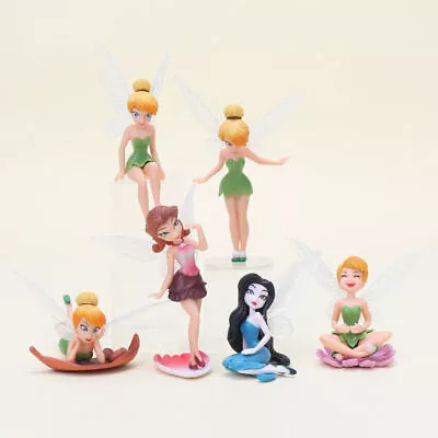 6 PCS Disney Tinker Bell Fairies Princess PVC Figure Model Doll Play Cake Topper • £9.46