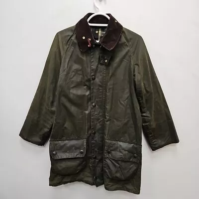Barbour Vintage Gamefair Wax Tartan Green Olive Country Coat Jacket Size Medium • $111.89