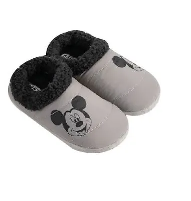 Disney Mickey Mouse Grey & Black Fur Winter Slippers For Boys  Eu Sizes • £15.24