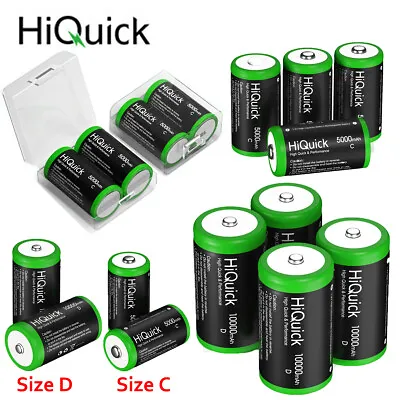 5000/10000mAh Ni-MH Size C D Cell Rechargeable Batteries Battery Lot HiQuick • $15.99