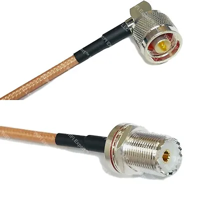 $140.35 • Buy RG142 Silver N MALE ANGLE To UHF Female BULKHEAD Coax RF Cable USA Lot