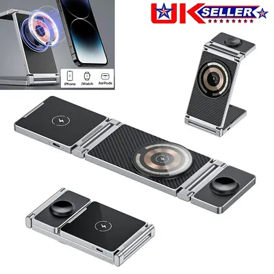 Foldable 3 In 1 Magnetic Wireless Charger Stand For IPhone Docking Station UK  . • £21.80