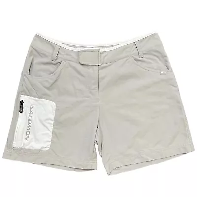 Salomon Shorts Womens 10 Gray White Athletic Outdoor Everyday Hiking 30x6 MidRis • £21.22