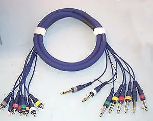 PRO SIGNAL - 8 Way Phono (RCA) Plugs To 6.35mm (1/4 ) Mono Jack Plugs Loom 1.8m • £26.42