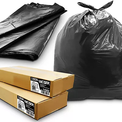 RE-GEN 150 Litre Heavy Duty Extra Strong Black Compactor Bin Bag Sacks 200 Pack • £54.59