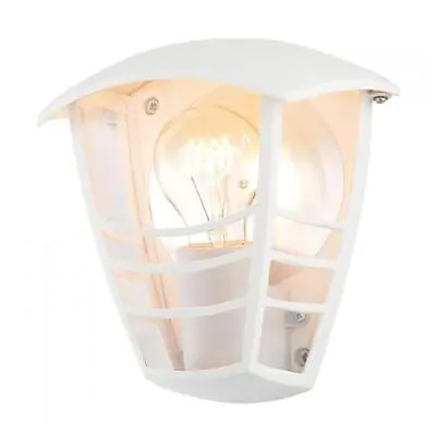 Litecraft Francis Wall Light Outdoor Half Lantern IP44 Rated E27 Fitting - White • £23.99