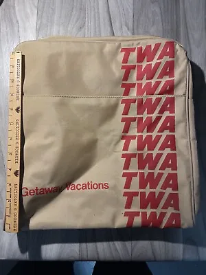 Vintage TWA TRANS WORLD AIRLINES Getaway Vacation Flight Bag Carry Tote • $15