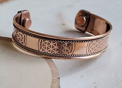 Copper Magnetic Bracelet Arthritis Pain Therapy Cuff Bangle Flower Of Life • $9.45