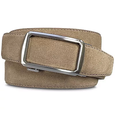 Men's Leather Belt Office Dress Jean Genuine Suede Leather Belts Ratchet Belt • $29.95