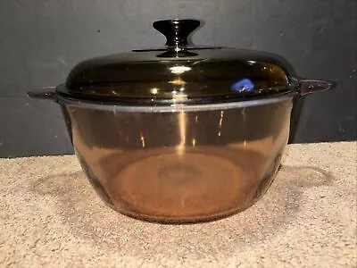 Corning Ware Vision Pyrex Amber Cookware 4.5L 5 QT Dutch Oven Pot/Lid France EUC • $49.95