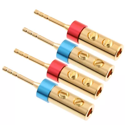 4pcs Gold Plated Red Copper 2mm Pin Banana Plugs For Audio Speaker Wire • $9.12