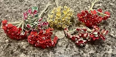 6 Bunch Lot Vintage Millinery Flowers Forget Me Not  Pink Red Yellow Collection • $19.99