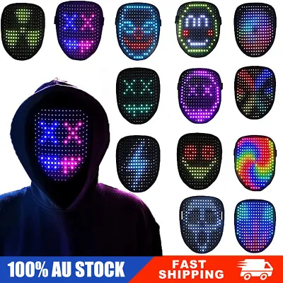 LED Purge Mask Glow In Dark Light Up Halloween Costume Scary Rave Festival Party • $30.89