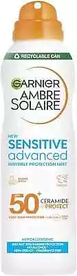 Garnier Ambre Solaire SPF 50+ Sensitive Advanced Dry Mist Sun Cream Spray Wate • £12.57