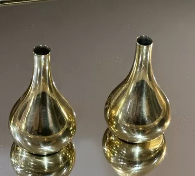 2 Vintage Dansk Designs Denmark Brass Teardrop Mini Taper Candle Holder Bud Base • $34.95