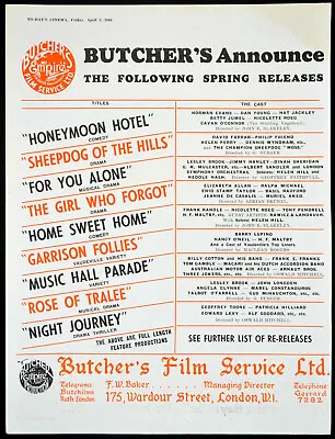 £33 • Buy BUTCHER’S FILM SERVICE LTD. 1948 Frank Randle, Norman Evans, Dan Young TRADE AD