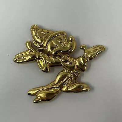 Sorcerer Mickey Mouse Wendy Gell Gold Tone Disney Pin Brooch Large • $26.63